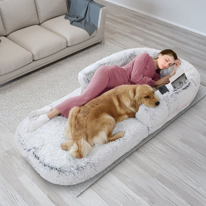PupCuddle™ – Human-Size Dog Bed with Blanket