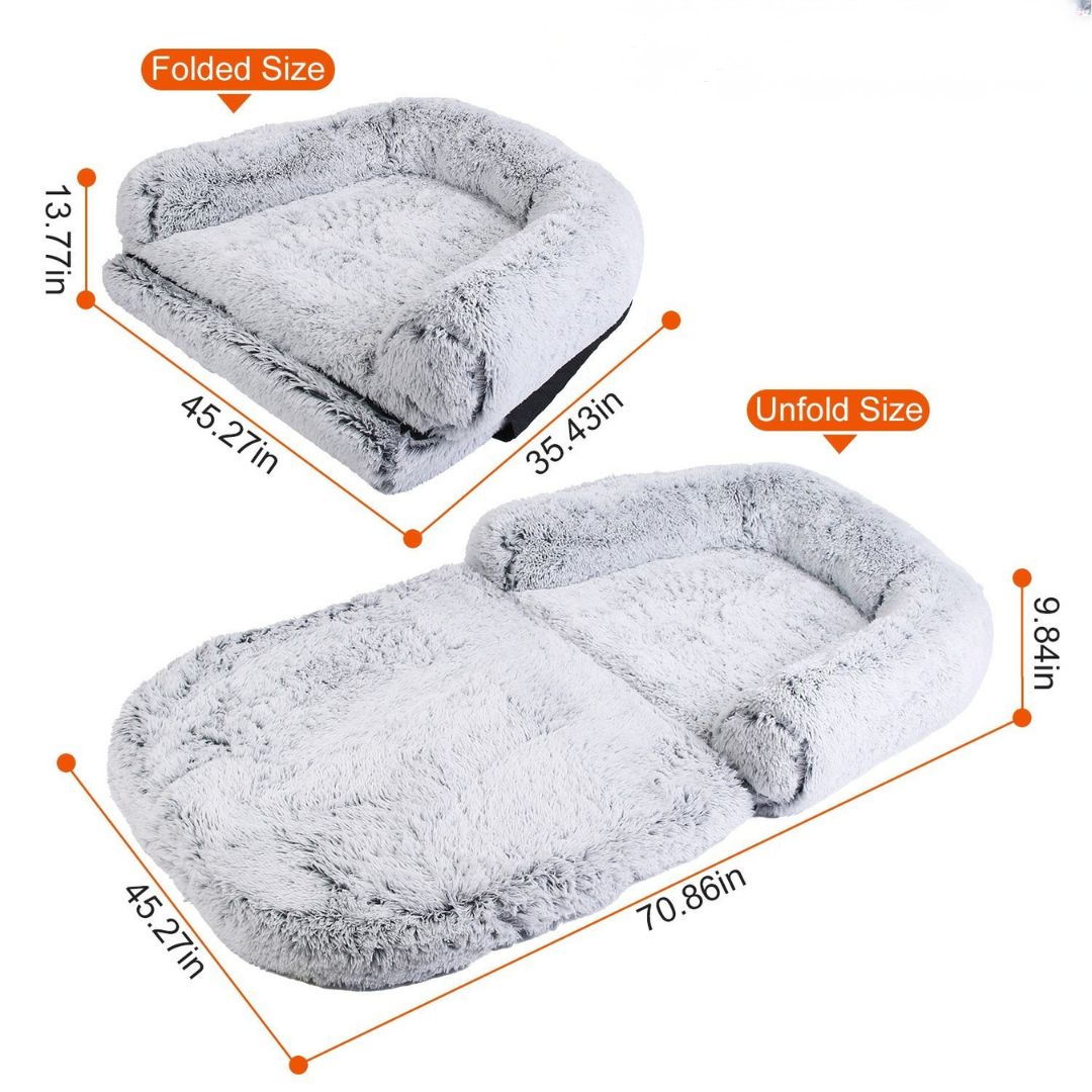PupCuddle™ – Human-Size Dog Bed with Blanket