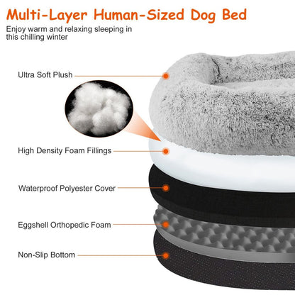 PupCuddle™ – Human-Size Dog Bed with Blanket